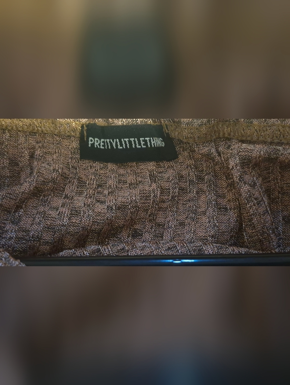 PrettyLittleThing Metallic Ribbed  Bodysuit – Rose Gold/Copper (UK 12/US 8/ M) - Picture 3 of 5